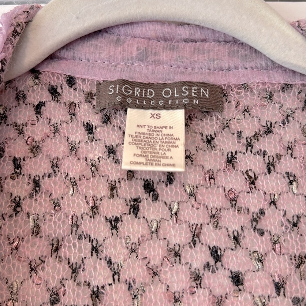 SIGRID OLSEN WOOL CARDIGAN sweater with front ties light knit - Picture 2 of 4